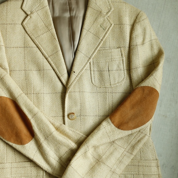Boys Blazer Polo Ralph Lauren Linen Silk Blend Windowpane Beige Camel Size 10 - Picture 4 of 6